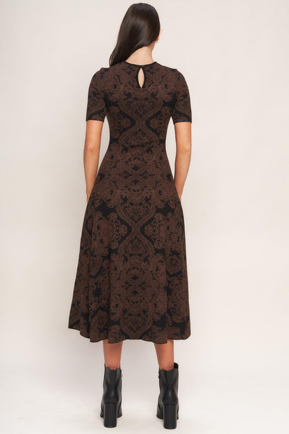 Gothic Muse Jacquard Sweater Midi Dress
