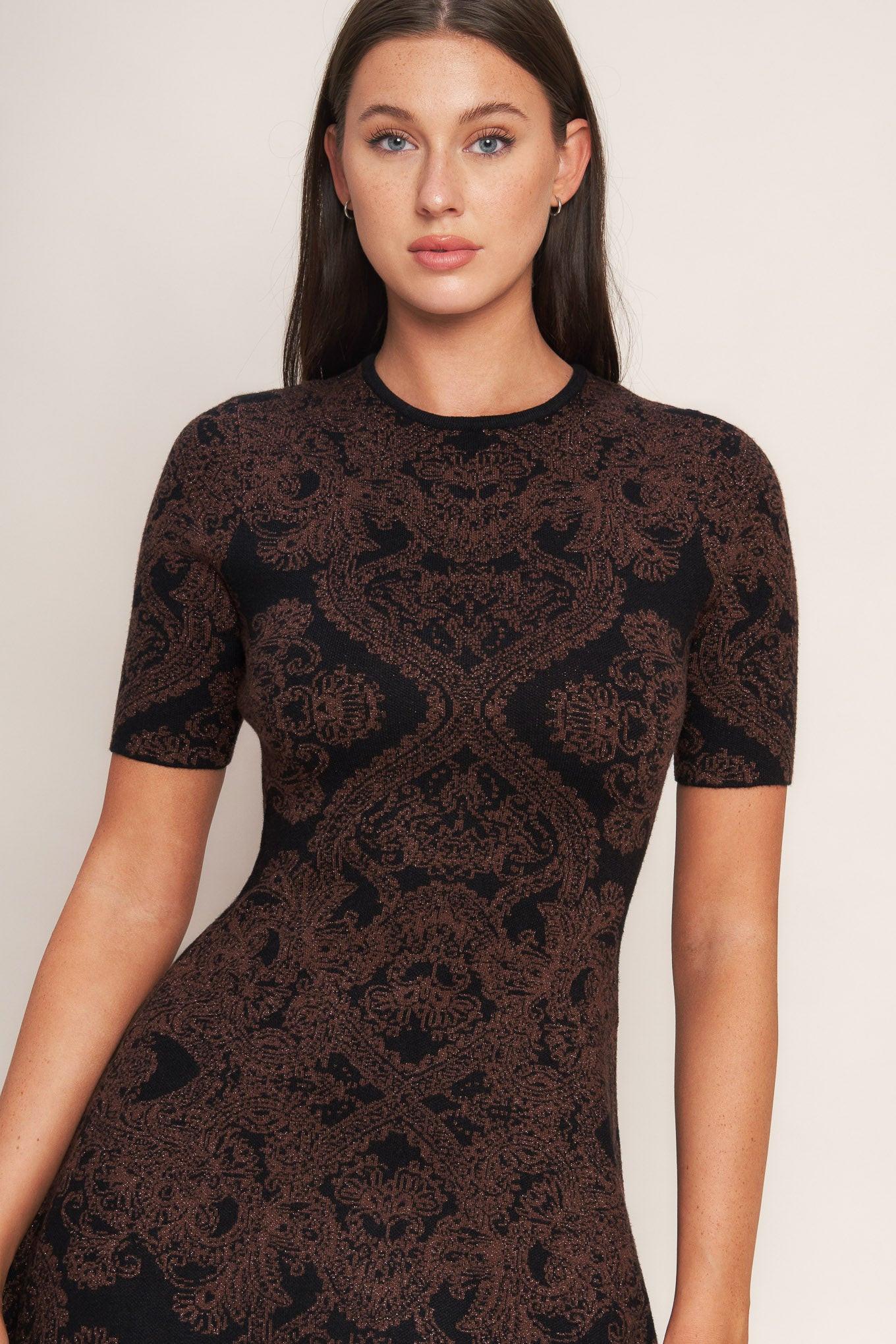 Gothic Muse Jacquard Sweater Midi Dress