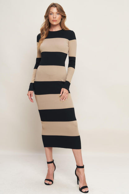 Modern Attitude Striip Sweater Midi Dress