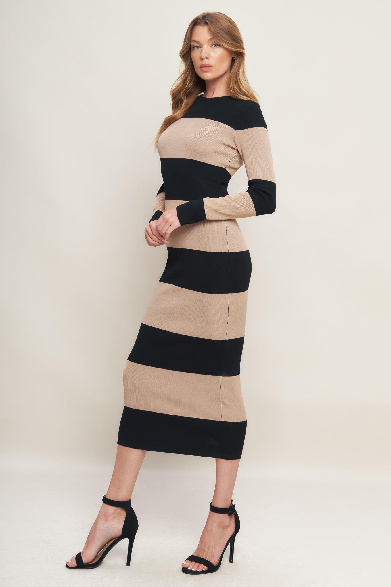 Modern Attitude Striip Sweater Midi Dress