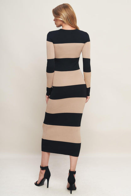 Modern Attitude Striip Sweater Midi Dress