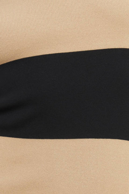 Espresso & Cream Sweater Knit Midi Dress