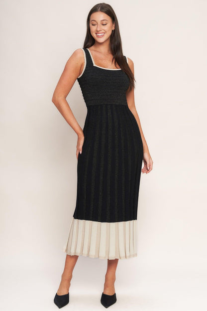 Noir Éclat Sweater Knit Midi Dress