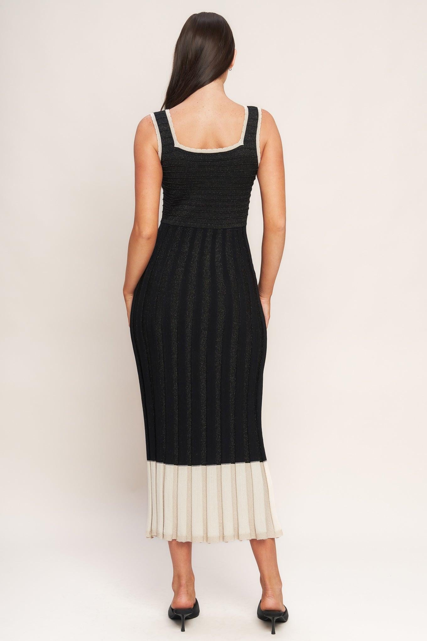 Noir Éclat Sweater Knit Midi Dress