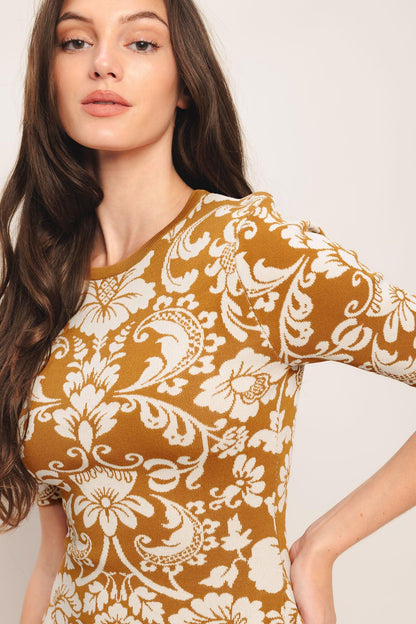 Amber Bloom Sweater Knit Mini Dress