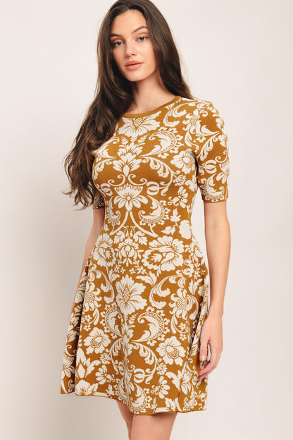Amber Bloom Sweater Knit Mini Dress