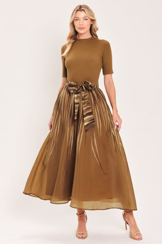 Golden Quill Romance Midi Dress