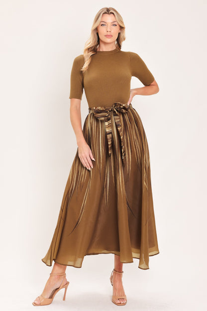 Golden Quill Romance Midi Dress