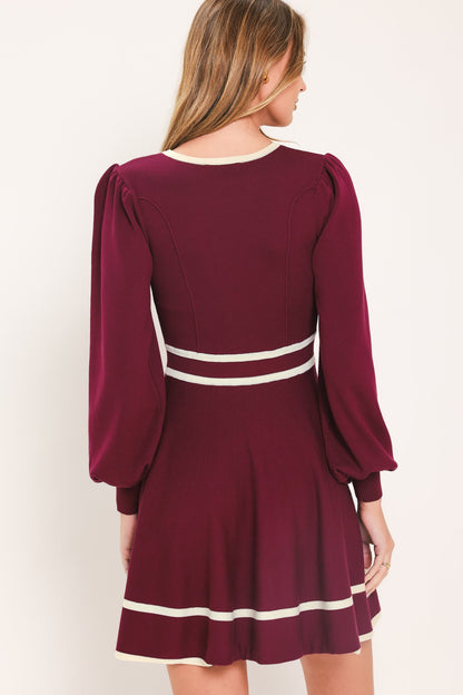 Merlot Ivory Moment Sweater Mini Dress
