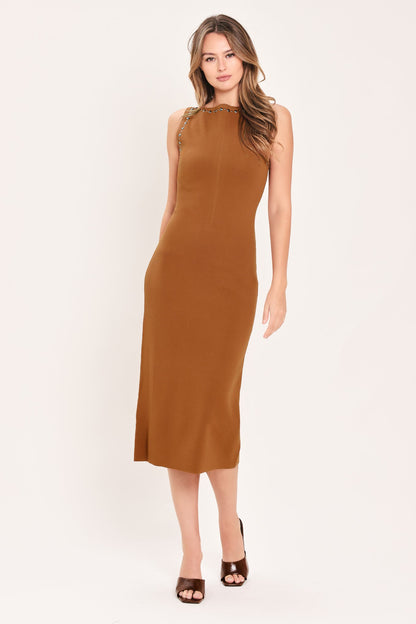 Saddlewood Elegance Sweater Knit Midi Dress