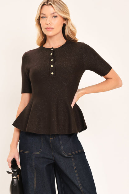Java Peplum Polish Sweater Knit Top