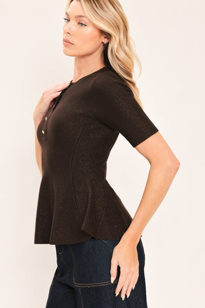 Java Peplum Polish Sweater Knit Top