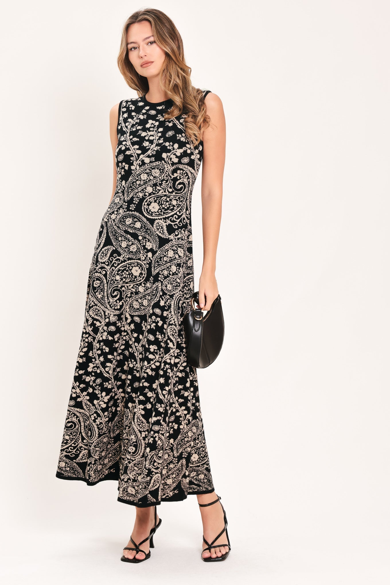 Hazel Paisley Embrace Jacquard Sweater Midi Dress