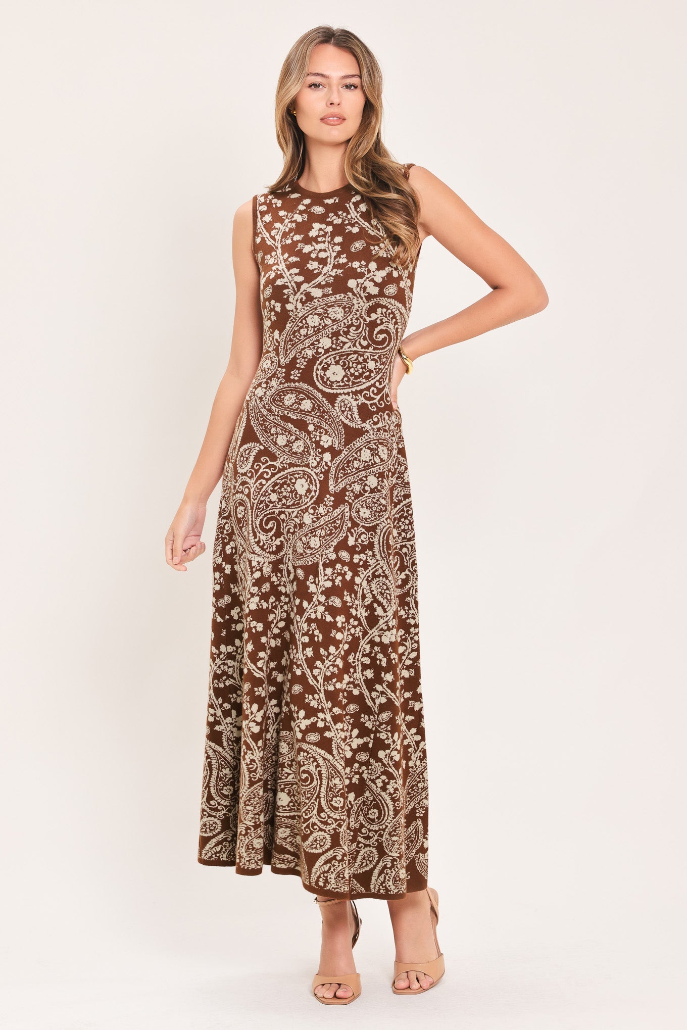 Hazel Paisley Embrace Jacquard Sweater Midi Dress
