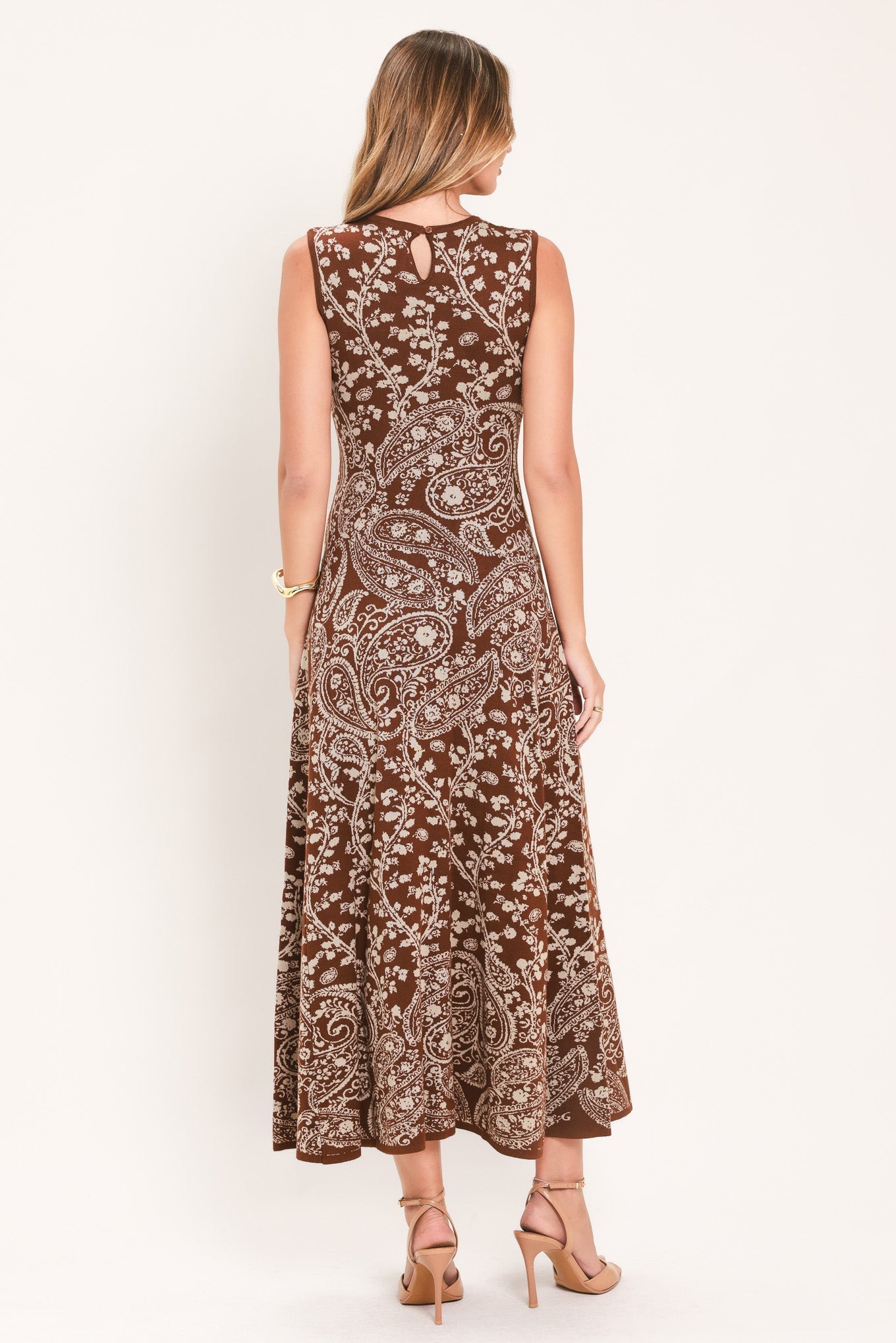 Hazel Paisley Embrace Jacquard Sweater Midi Dress