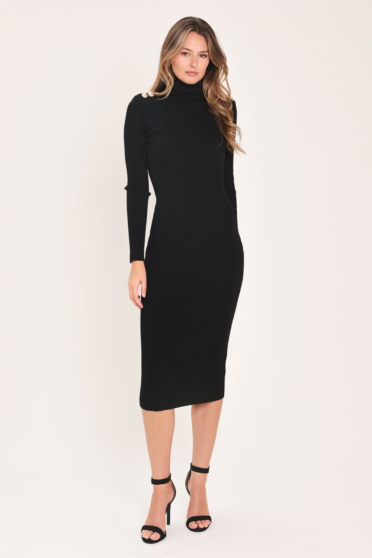 Polished Moments Turtleneck Sweater Midi Dress