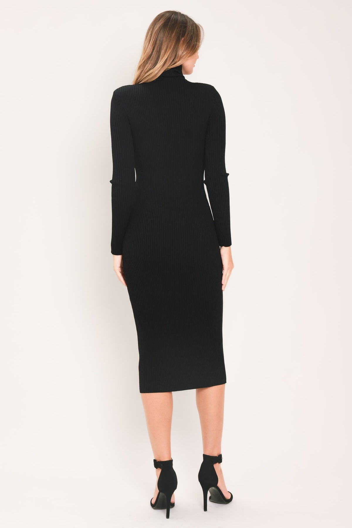 Polished Moments Turtleneck Sweater Midi Dress