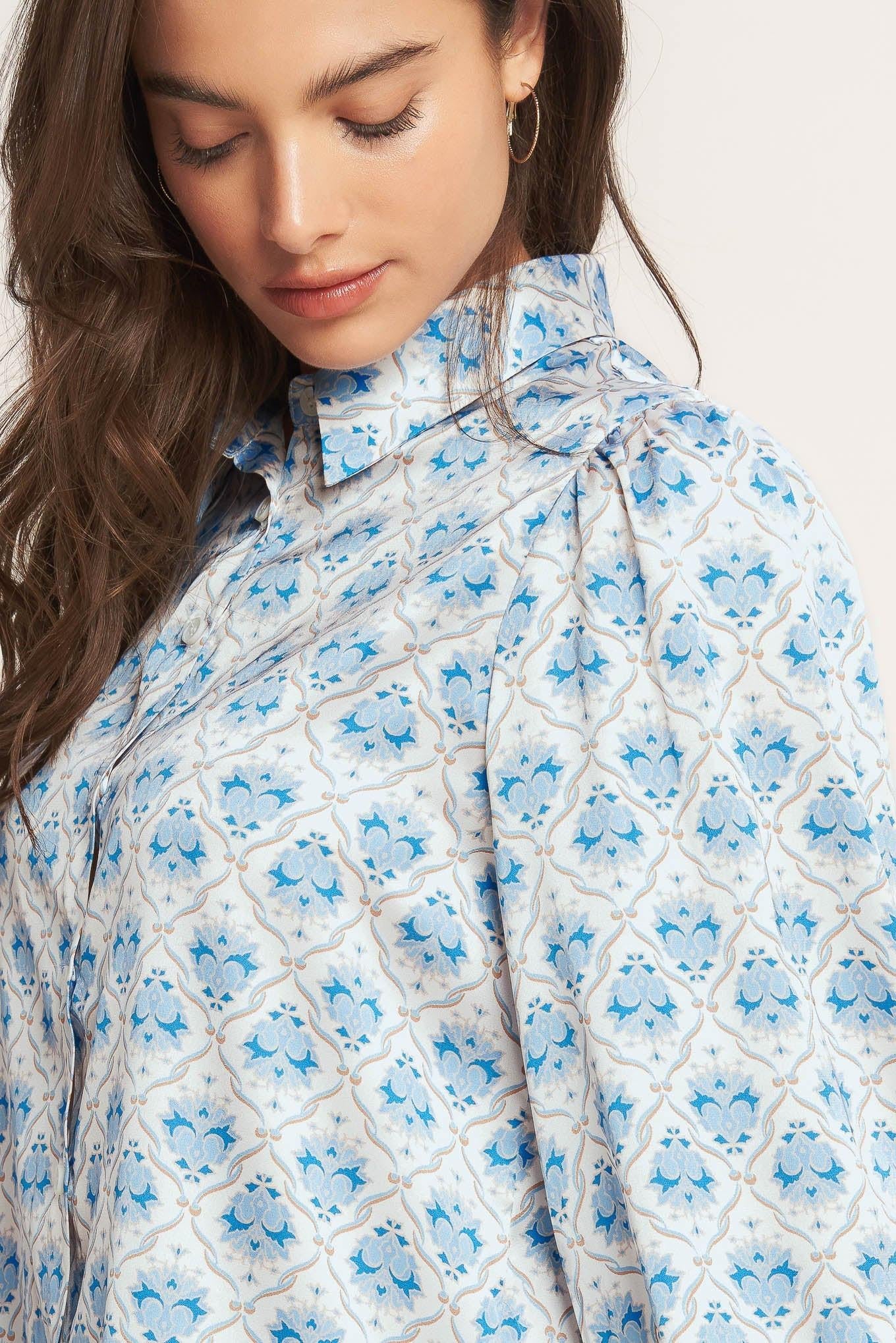 Moroccan Muse Blue Woven Top