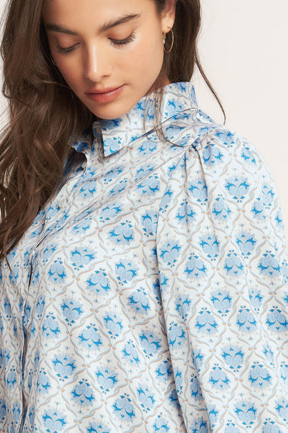 Moroccan Muse Blue Woven Top