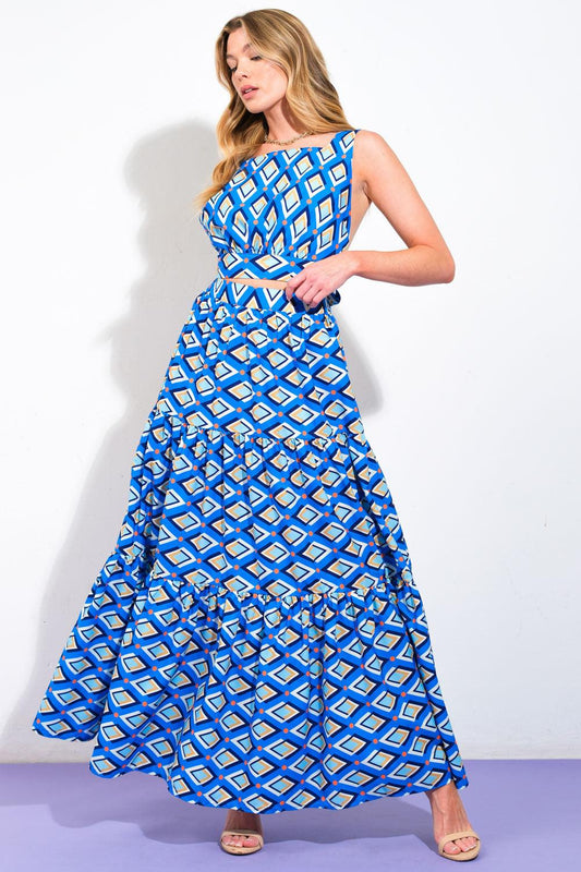 Summer Journey Woven Top and Skirt Set