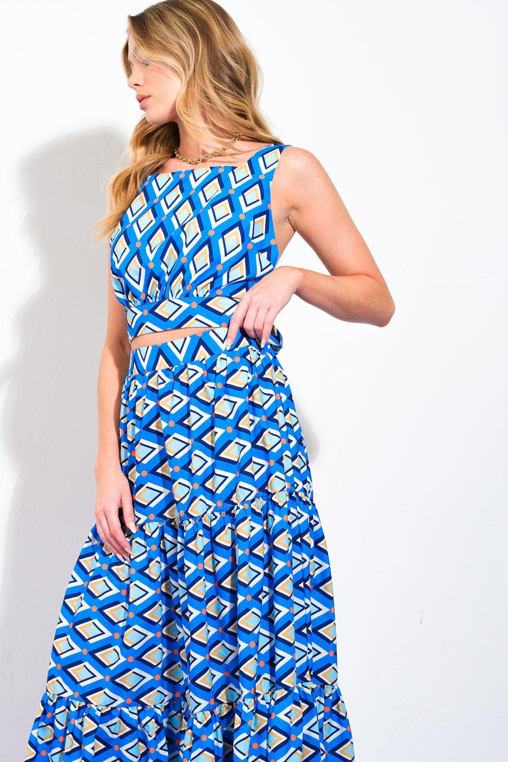 Summer Journey Woven Top and Skirt Set