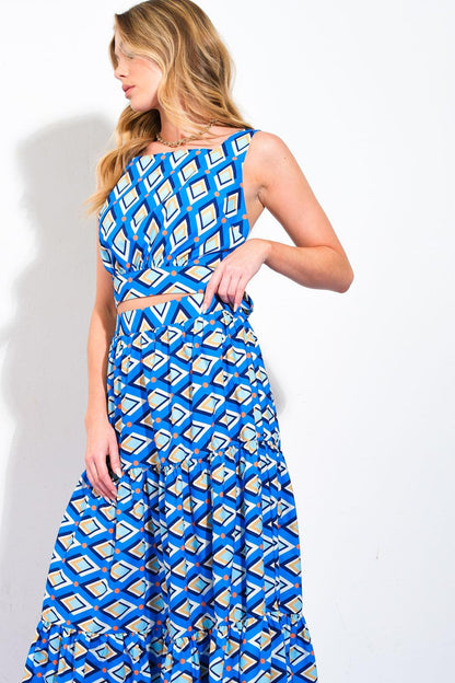 Summer Journey Woven Top and Skirt Set