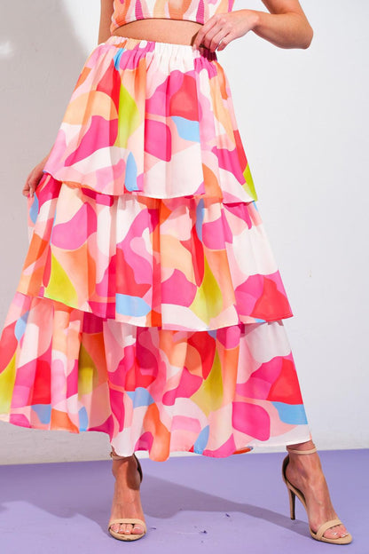 Absolute Edge Pink Woven Top and Skirt