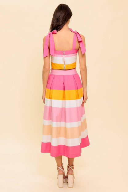 The Space Between Pink Woven Top and Skirt Set