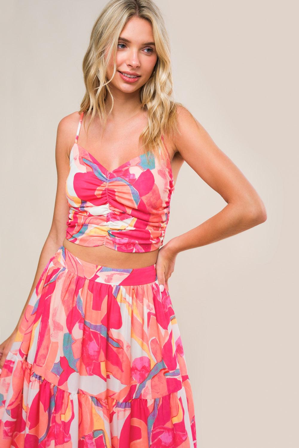 Romantically Speaking Woven Top and Skirt Set