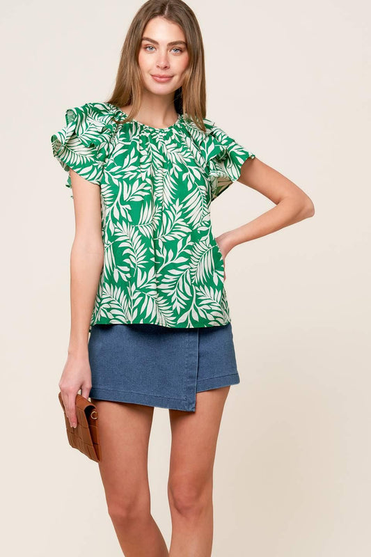 Roaming Around Green Woven Top