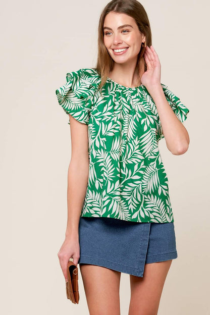 Roaming Around Green Woven Top