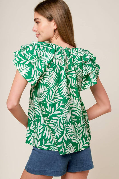Roaming Around Green Woven Top