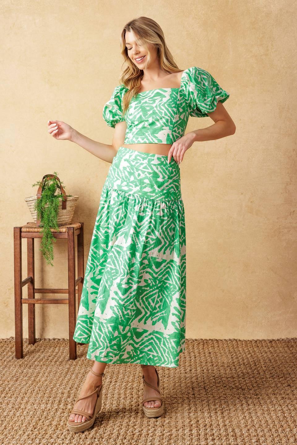 Destined for More Woven Top and Skirt Set