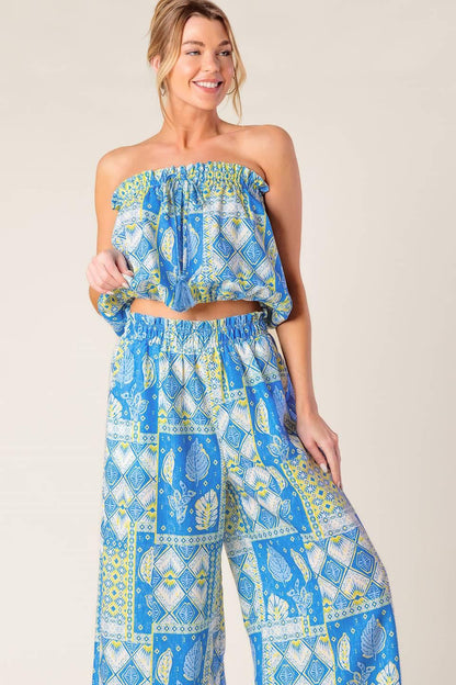 Let's Get Out of Town Woven Top and Pant Set