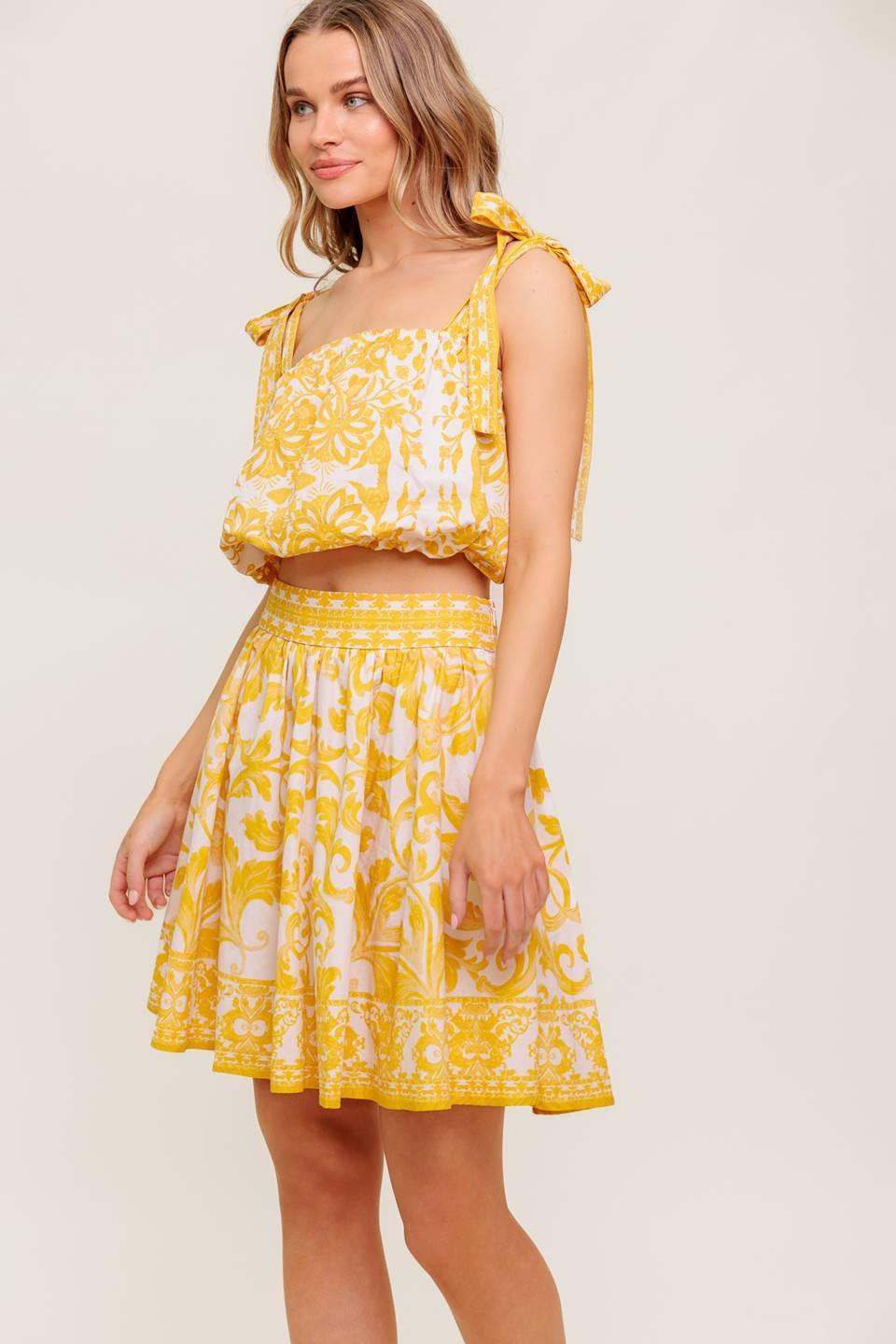 Twig Light Noir Woven Top and Skirt Set