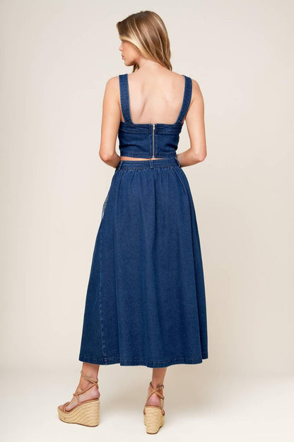 Simply the Vibe Denim Top and Skirt Set