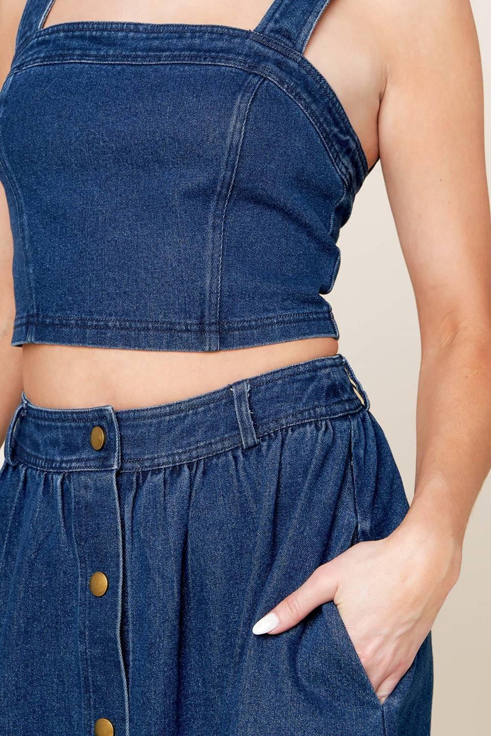 Simply the Vibe Denim Top and Skirt Set