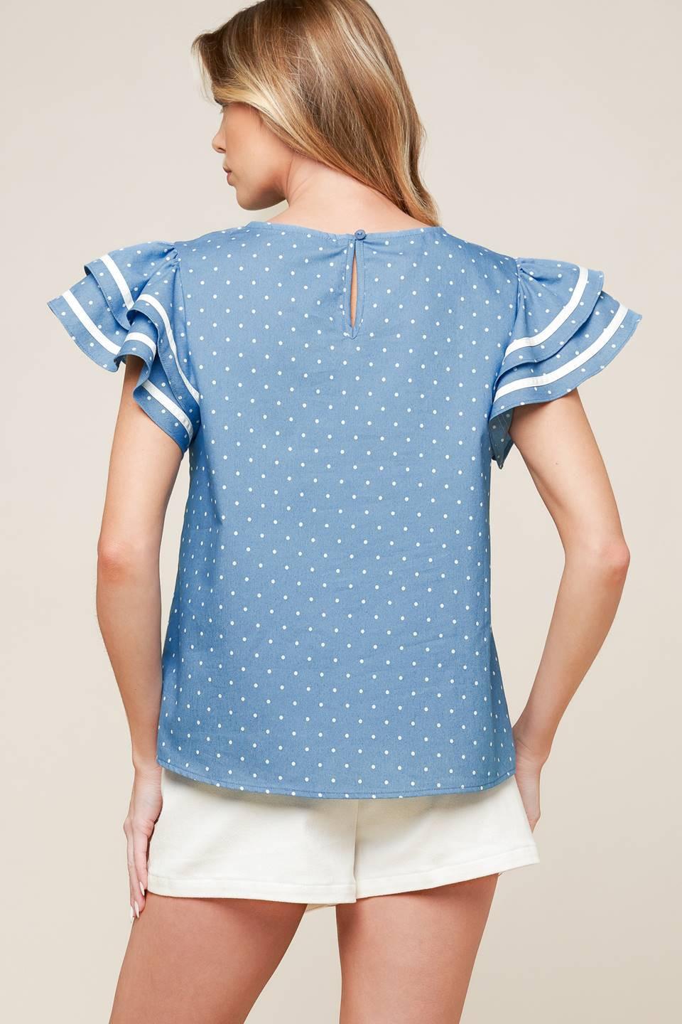 Weekend Getaway Blue Woven Top