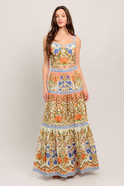 Sweet Meadow Memories Woven Top and Skirt Set