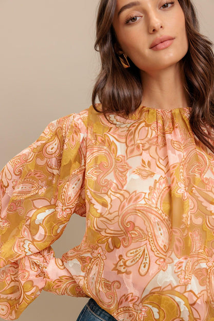 Paisley Breeze  Woven Jacquard Top