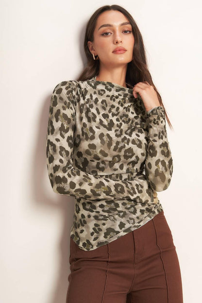 Luxe Trace Taupe Black Woven Top