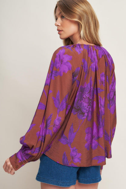 Violet Dream Woven Peasant Top