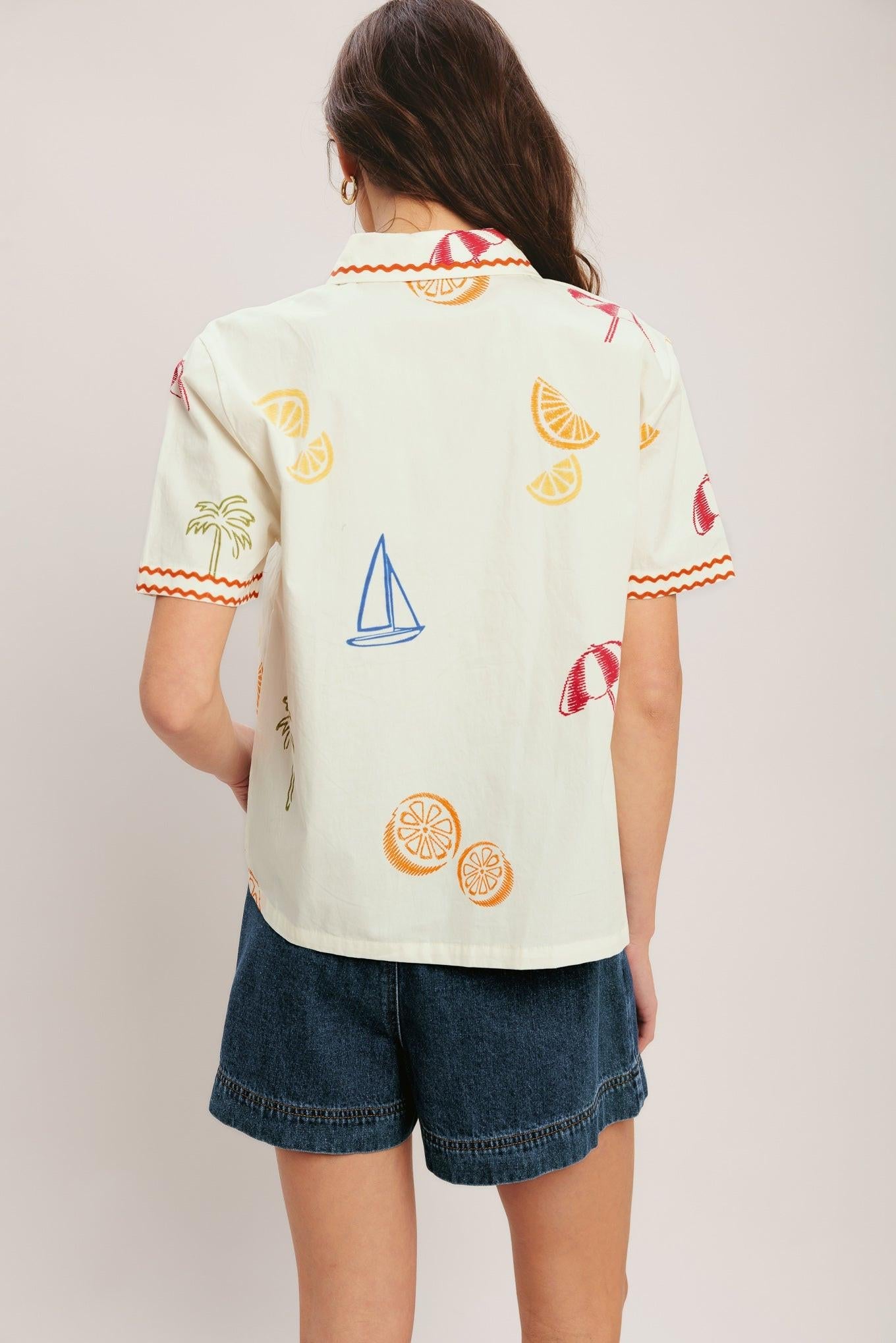 Beach Day Citrus Woven Top