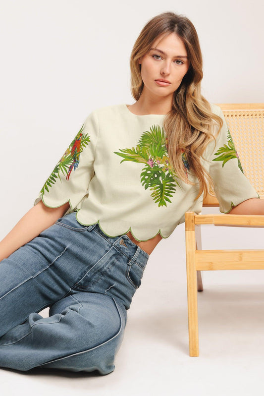 Island Elegance Woven Crop Top
