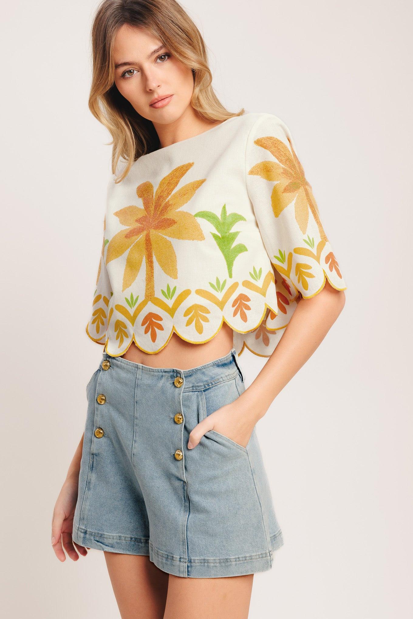 Vintage Island Woven Crop Top
