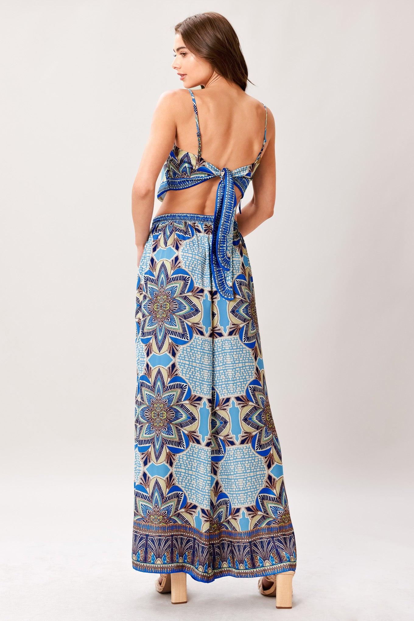 Azure Mandala Woven Scarf Top and Pant Set