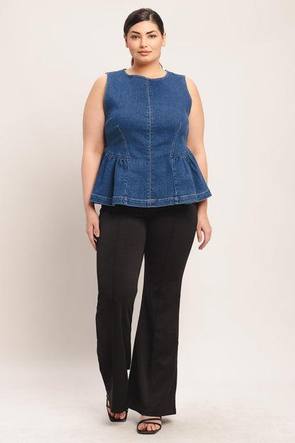 Modern Flounce Denim Top