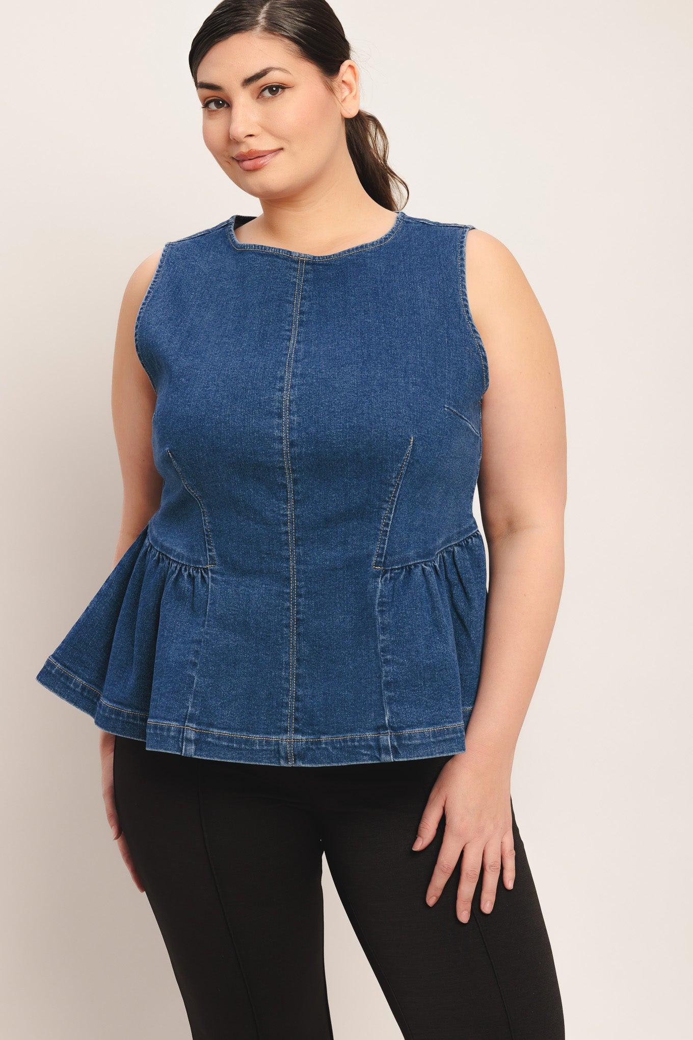 Modern Flounce Denim Top