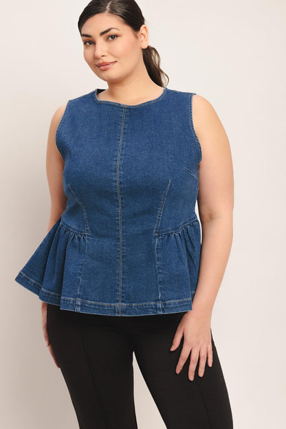 Modern Flounce Denim Top
