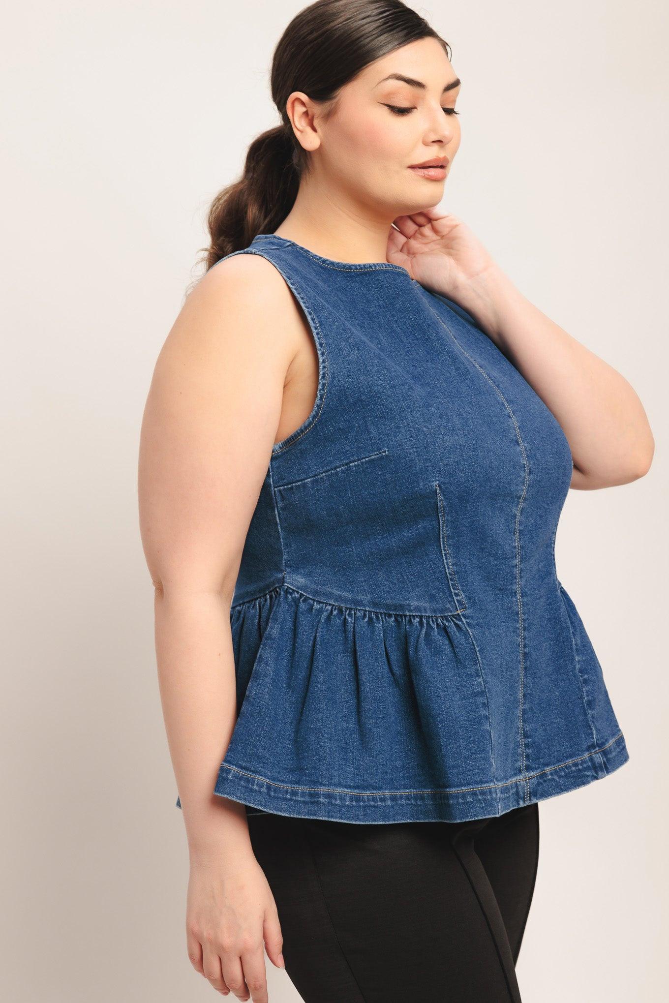 Modern Flounce Denim Top